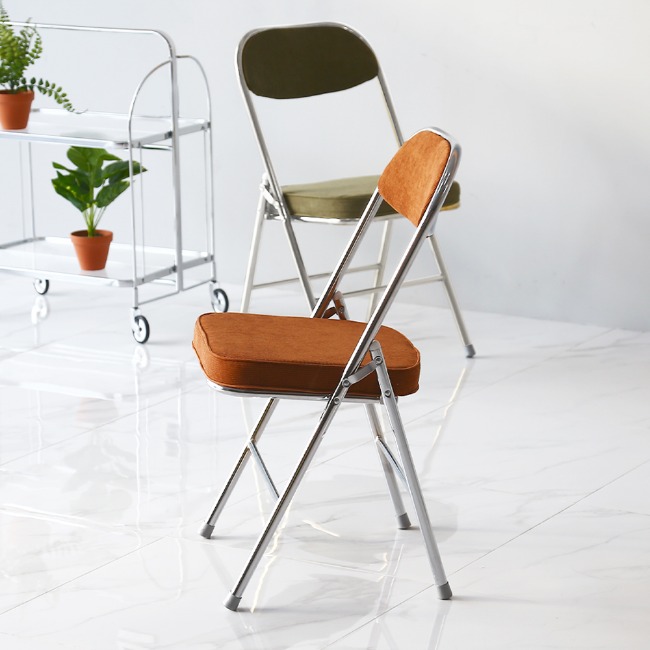 에이비퍼니쳐[리퍼브] 로덴 코듀로이 패브릭 접이식 카페 인테리어 의자 디자인체어