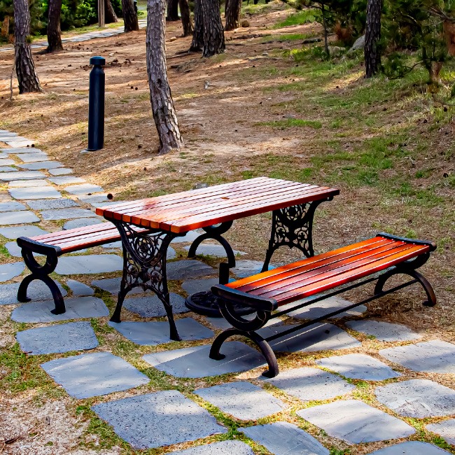 카오스 야외용 공원 정원 테라스 원목 벤치 야외테이블 세트