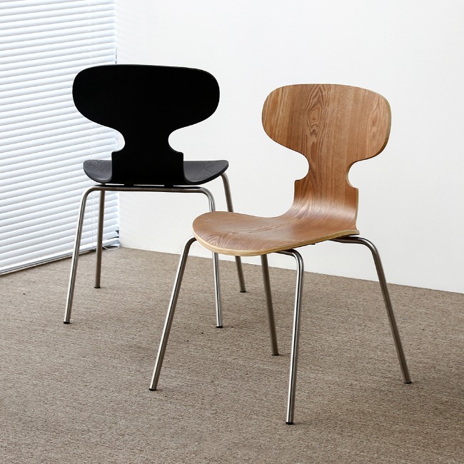 에이비퍼니쳐[B급]아르센 앤트 체어 미드 센추리 모던 개미 디자인 우드 철제 카페 의자